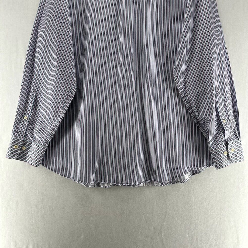 Peter Millar Button Up Shirt Mens XL Long Sleeve Preppy Stripe White Blue Purple - Picture 6 of 10